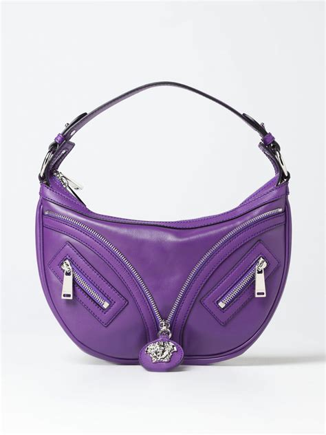 Versace Outlet: Borsa Medusa in pelle con strass 